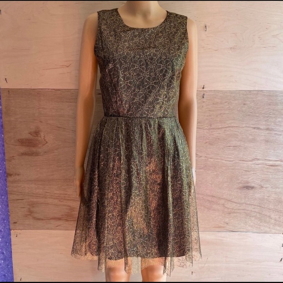 Erin Fetherston Gold Lace Floral Dress - Picture 3 of 10